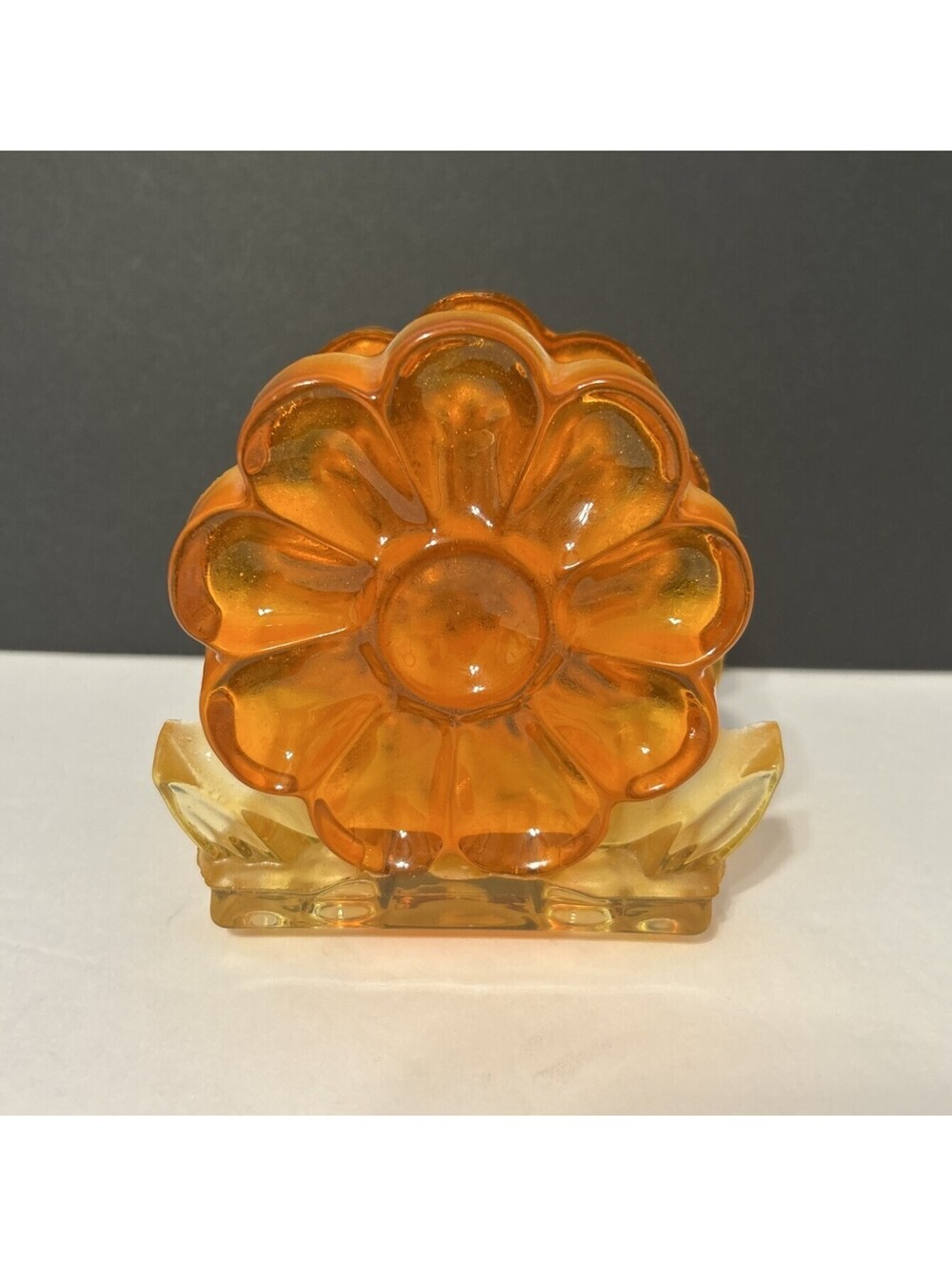 Vintage Lucite Resin Orange Flower Power Blossom Napkin Holder Retro MCM Deocr